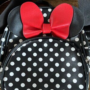 Voikukka Disney Minnie Mouse toddler purse Backpack black with white polka dots